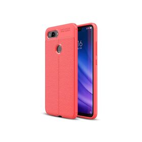 Microsonic Xiaomi Mi 8 Lite Deri Dokulu Silikon Kırmızı Kılıf