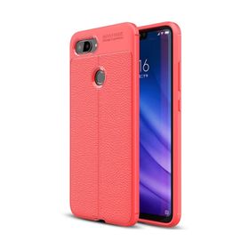 Microsonic Xiaomi Mi 8 Lite Deri Dokulu Silikon Kırmızı Kılıf