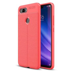 Microsonic Xiaomi Mi 8 Lite Deri Dokulu Silikon Kırmızı Kılıf