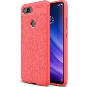 Microsonic Xiaomi Mi 8 Lite Deri Dokulu Silikon Kırmızı Kılıf