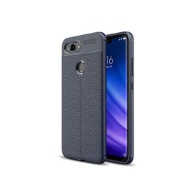 Microsonic Xiaomi Mi 8 Lite Deri Dokulu Silikon Lacivert Kılıf