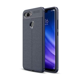 Microsonic Xiaomi Mi 8 Lite Deri Dokulu Silikon Lacivert Kılıf