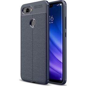 Microsonic Xiaomi Mi 8 Lite Deri Dokulu Silikon Lacivert Kılıf
