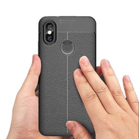 Microsonic Xiaomi Mi 8 Se Deri Dokulu Silikon Lacivert Kılıf