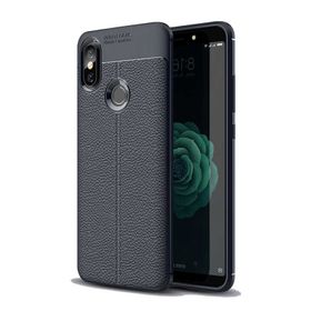 Microsonic Xiaomi Mi 8 Se Deri Dokulu Silikon Lacivert Kılıf
