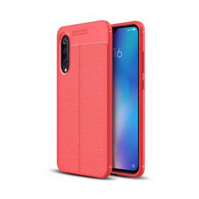 Microsonic Xiaomi Mi 9 Deri Dokulu Kırmızı Silikon Kılıf