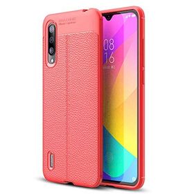 Microsonic Xiaomi Mi 9 Deri Dokulu Kırmızı Silikon Kılıf