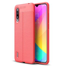 Microsonic Xiaomi Mi 9 Deri Dokulu Kırmızı Silikon Kılıf