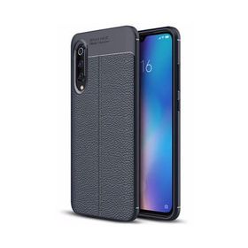 Microsonic Xiaomi Mi 9 Deri Dokulu Lacivert Silikon Kılıf