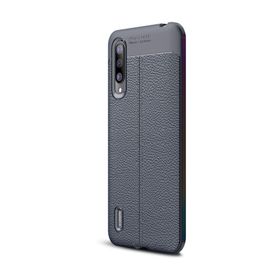 Microsonic Xiaomi Mi 9 Deri Dokulu Lacivert Silikon Kılıf