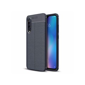 Microsonic Xiaomi Mi 9 Deri Dokulu Lacivert Silikon Kılıf