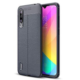 Microsonic Xiaomi Mi 9 Deri Dokulu Lacivert Silikon Kılıf