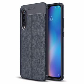 Microsonic Xiaomi Mi 9 Deri Dokulu Lacivert Silikon Kılıf