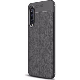 Microsonic Xiaomi Mi 9 Deri Dokulu Siyah Silikon Kılıf
