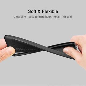 Microsonic Xiaomi Mi 9 Deri Dokulu Siyah Silikon Kılıf
