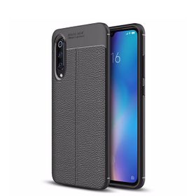 Microsonic Xiaomi Mi 9 Deri Dokulu Siyah Silikon Kılıf