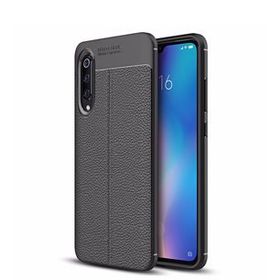 Microsonic Xiaomi Mi 9 Deri Dokulu Siyah Silikon Kılıf