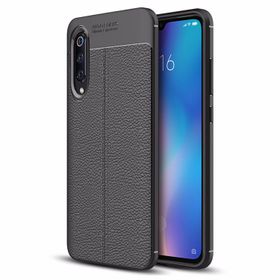 Microsonic Xiaomi Mi 9 Deri Dokulu Siyah Silikon Kılıf