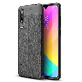 Microsonic Xiaomi Mi 9 Deri Dokulu Siyah Silikon Kılıf