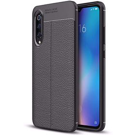 Microsonic Xiaomi Mi 9 Deri Dokulu Siyah Silikon Kılıf