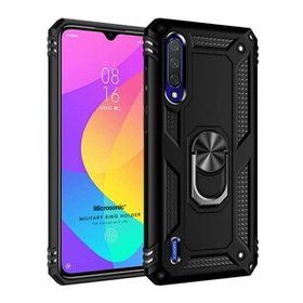 Microsonic Xiaomi Mi 9 Lite Military Ring Holder Siyah Kılıf