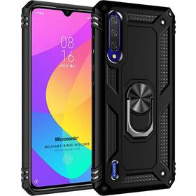 Microsonic Xiaomi Mi 9 Lite Military Ring Holder Siyah Kılıf