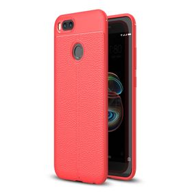 Microsonic Xiaomi Mi A1 Deri Dokulu Silikon Kırmızı Cep Telefonu Kılıfı