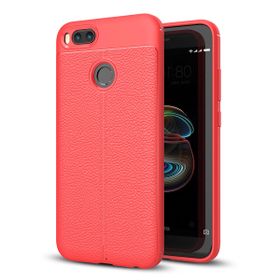 Microsonic Xiaomi Mi A1 Deri Dokulu Silikon Kırmızı Cep Telefonu Kılıfı