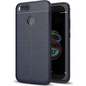 Microsonic Xiaomi Mi A1 Deri Dokulu Silikon Lacivert Cep Telefonu Kılıfı