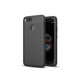 Microsonic Xiaomi Mi A1 Deri Dokulu Silikon Siyah Cep Telefonu Kılıfı