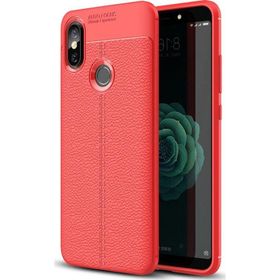 Microsonic Xiaomi Mi A2 Deri Dokulu Silikon Kırmızı Kılıf