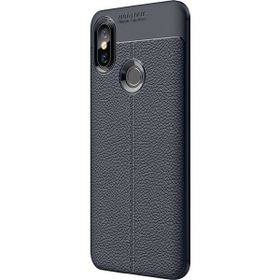 Microsonic Xiaomi Mi A2 Deri Dokulu Silikon Lacivert Kılıf