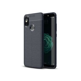 Microsonic Xiaomi Mi A2 Deri Dokulu Silikon Lacivert Kılıf
