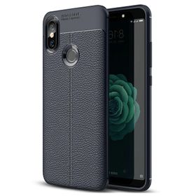 Microsonic Xiaomi Mi A2 Deri Dokulu Silikon Lacivert Kılıf