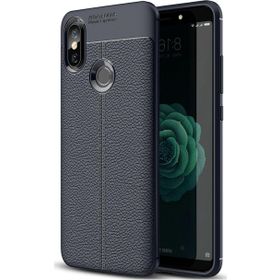 Microsonic Xiaomi Mi A2 Deri Dokulu Silikon Lacivert Kılıf