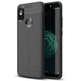 Microsonic Xiaomi Mi A2 Deri Dokulu Silikon Siyah Kılıf