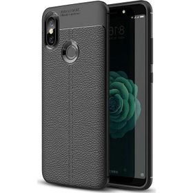 Microsonic Xiaomi Mi A2 Deri Dokulu Silikon Siyah Kılıf