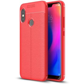Microsonic Xiaomi Mi A2 Lite Deri Dokulu Silikon Kırmızı Kılıf