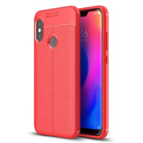 Microsonic Xiaomi Mi A2 Lite Deri Dokulu Silikon Kırmızı Kılıf