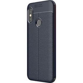 Microsonic Xiaomi Mi A2 Lite Deri Dokulu Silikon Lacivert Kılıf