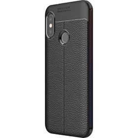 Microsonic Xiaomi Mi A2 Lite Deri Dokulu Silikon Siyah Kılıf