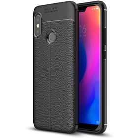 Microsonic Xiaomi Mi A2 Lite Deri Dokulu Silikon Siyah Kılıf