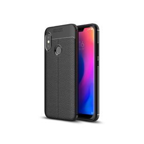 Microsonic Xiaomi Mi A2 Lite Deri Dokulu Silikon Siyah Kılıf