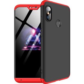 Microsonic Xiaomi Mi A2 Lite Double Dip 360 Protective Siyah-kırmızı Kılıf