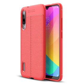 Microsonic Xiaomi Mi A3 Deri Dokulu Silikon Kırmızı Cep Telefonu Kılıfı