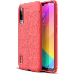 Microsonic Xiaomi Mi A3 Deri Dokulu Silikon Kırmızı Cep Telefonu Kılıfı
