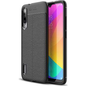 Microsonic Xiaomi Mi A3 Deri Dokulu Silikon Siyah Kılıf