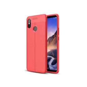 Microsonic Xiaomi Mi Max 3 Deri Dokulu Silikon Kırmızı Kılıf