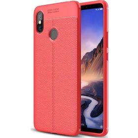 Microsonic Xiaomi Mi Max 3 Deri Dokulu Silikon Kırmızı Kılıf