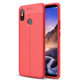 Microsonic Xiaomi Mi Max 3 Deri Dokulu Silikon Kırmızı Kılıf